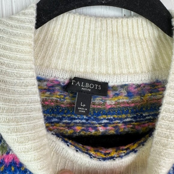 Talbots Fair Isle Mock neck sweater size Lp - Picture 7 of 7